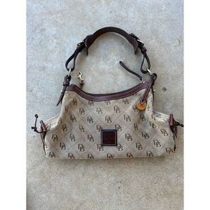 Dooney&Bourke Logo Print Brown Satchel Bag Purse